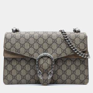 Pre Owned Gucci Beige Medium GG Supreme Dionysus Shoulder Bag