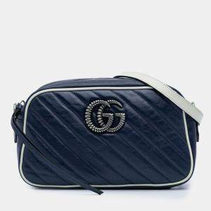 Pre Owned Gucci Blue Small GG Marmont Leather Torchon Crossbody