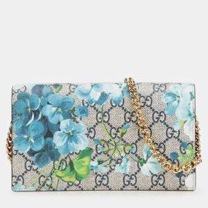 Pre Owned Gucci Multicolor GG Supreme Blooms Wallet on Chain