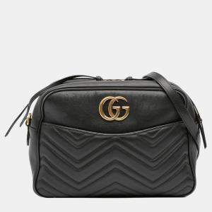 Pre Owned Gucci Black GG Marmont Matelasse Leather Crossbody