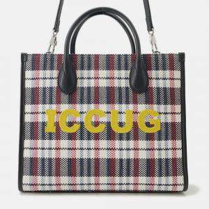 Pre Owned Gucci Embroidery Tote Bag Multicolor Canvas Leather Size Small