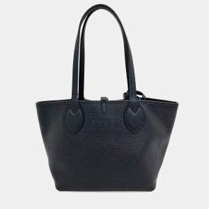Pre Owned Gucci Black Leather Tortissima Reversible Tote Bag Small