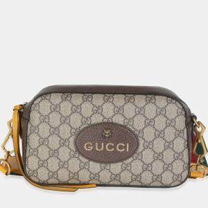 Pre Owned Gucci Beige GG Supreme Monogram Web Neo Vintage Shoulder Bag