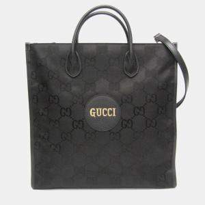 Pre Owned Gucci Off The Grid GG Nylon Canvas Leather Handbag Black