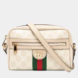 Pre Owned Gucci Brown Mini GG Supreme Web Ophidia Crossbody