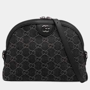 Pre Owned Gucci Black Small GG Denim Ophidia Dome Crossbody