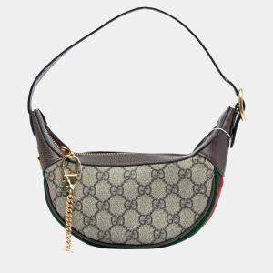 Pre Owned Gucci Brown Mini GG Supreme Web Ophidia Shoulder Bag