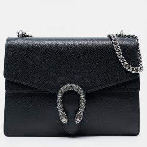 Pre Owned Gucci Black Medium Calfskin Dionysus Shoulder Bag