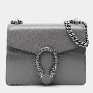 Pre Owned Gucci Grey Small Leather Dionysus Crossbody