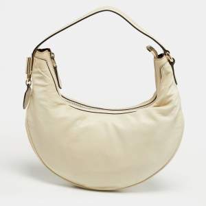 Pre Owned Gucci Off White Leather Small Duchessa Hobo