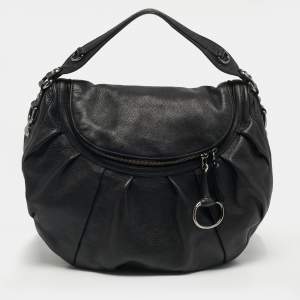 Pre Owned Gucci Black Leather Medium Icon Bit Hobo
