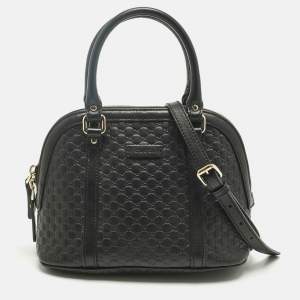 Pre Owned Gucci Black Microguccissima Leather Mini Nice Dome Bag