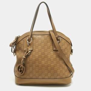 Pre Owned Gucci Tan Guccissima Leather Charm Dome Satchel