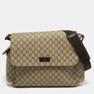 Pre Owned Gucci Beige GG Supreme Canvas Baby Changing Bag