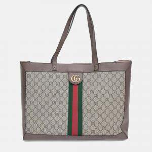 Pre Owned Gucci Beige Coated Canvas Ophidia GG Supreme Tote Bag