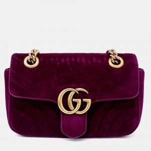 Pre Owned Gucci Purple Velvet Velvet Matrasse Mini Shoulder Bag