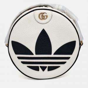 Pre Owned Gucci Black/White Leather X Adidas Round Crossbody Bag