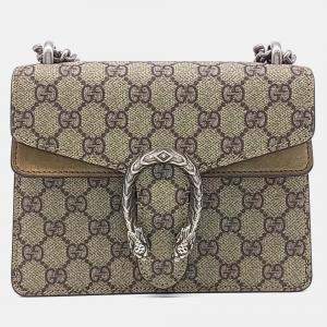 Pre Owned Gucci Beige/Brown Coated Canvas Dionysus Shoulder and Crossbody Bag