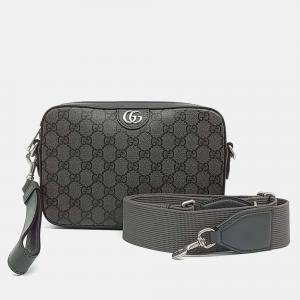 Pre Owned Gucci Grey Leather Ophidia GG Crossbody Bag