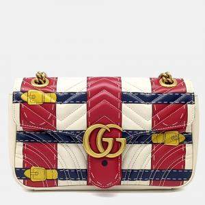 Pre Owned Gucci Multicolor Leather Marmont Matrasse Shoulder Bag