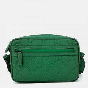 Pre Owned Gucci Green Rubber GG Rubber Crossbody Bag