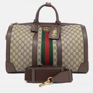 Pre Owned Gucci Beige Coated Canvas Savoy Small Duffel Bag