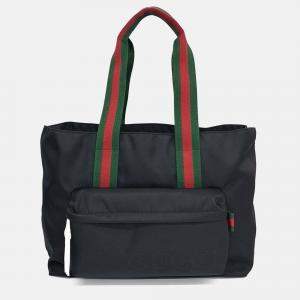 Pre Owned Gucci Black Canvas and Leather Shoulder Bag