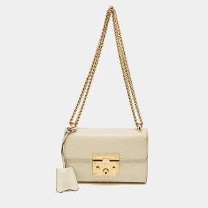 Pre Owned Gucci Off White Guccissima Leather Small Padlock Shoulder Bag
