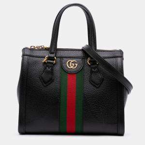 مملوكة مسبقًا Gucci Black Small Leather Web Ophidia Satchel