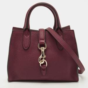 مملوكة مسبقًا Gucci Hook Closure Small Dark Red Leather Tote
