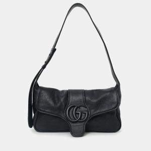 Pre Owned Gucci So Black Leather Aphrodite Small Shoulder Bag