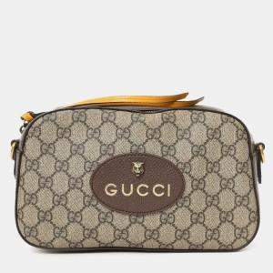Pre Owned Gucci Brown Neo Vintage Messenger Bag With Web Strap