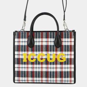 Pre Owned Gucci Embroidery Check 2-Way Tote Bag Multicolor/Beige Canvas Leather Size Small