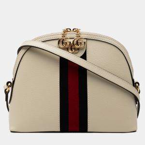 مملوكة مسبقًا Gucci White Small Leather Ophidia Dome Crossbody