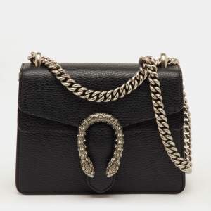 مملوكة مسبقًا Gucci Dionysus Mini Black Leather Crossbody Bag