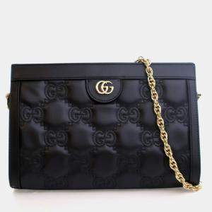 Pre Owned Gucci Small Black Calfskin GG Slim Chain Shoulder Bag