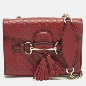 مملوكة مسبقًا Gucci Emily Mini Red Guccissima Leather Chain Shoulder Bag
