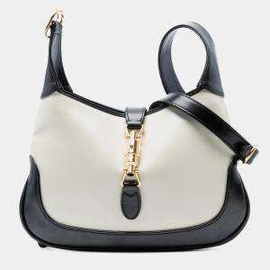 Pre Owned Gucci Black White Small Bicolor Leather Jackie 1961 Crossbody