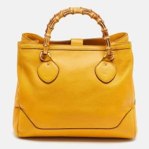 مملوكة مسبقًا Gucci Bamboo Handle Mustard Leather Tote