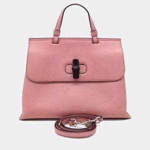 Pre Owned Gucci Pink Leather Daily Tote and Shoulder Bag