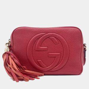 Pre Owned Gucci Red Leather Disco Bag