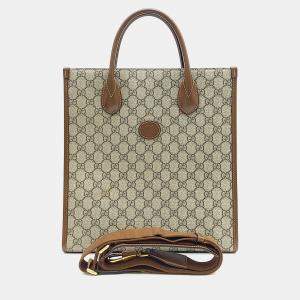 مملوكة مسبقًا Gucci Beige Brown PVC Interlocking G Tote and Shoulder Bag