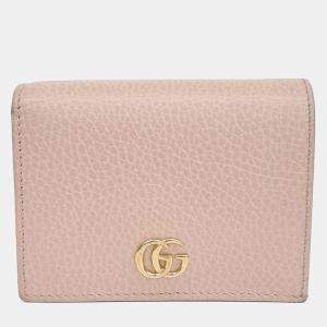 Pre Owned Gucci Pink Leather Marmont Half Wallet