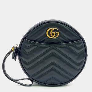 Pre Owned Gucci Black Leather Marmont Pouch