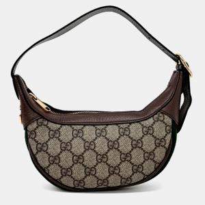 Pre Owned Gucci Beige Brown PVC Ophidia Hobo Bag