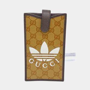Pre Owned Gucci Beige PVC X Adidas Phone Holder Crossbody Bag