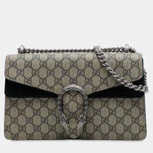 Pre Owned Gucci Brown Medium GG Supreme Dionysus Shoulder Bag