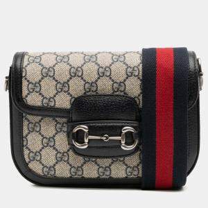 مملوكة مسبقًا Gucci Brown Small GG Supreme Horsebit 1955 Crossbody