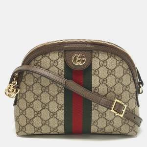 مملوكة مسبقًا Gucci Ophidia Small Brown/Beige GG Supreme Canvas Shoulder Bag
