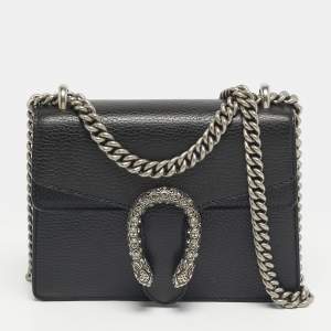 مملوكة مسبقًا Gucci Crystal Dionysus Small Black Leather Shoulder Bag